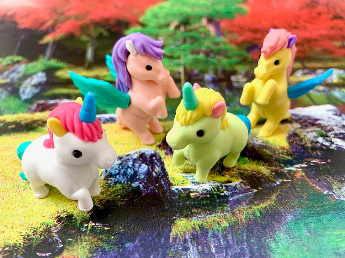 382931 Iwako Unicorn Pegasus Erasers Card