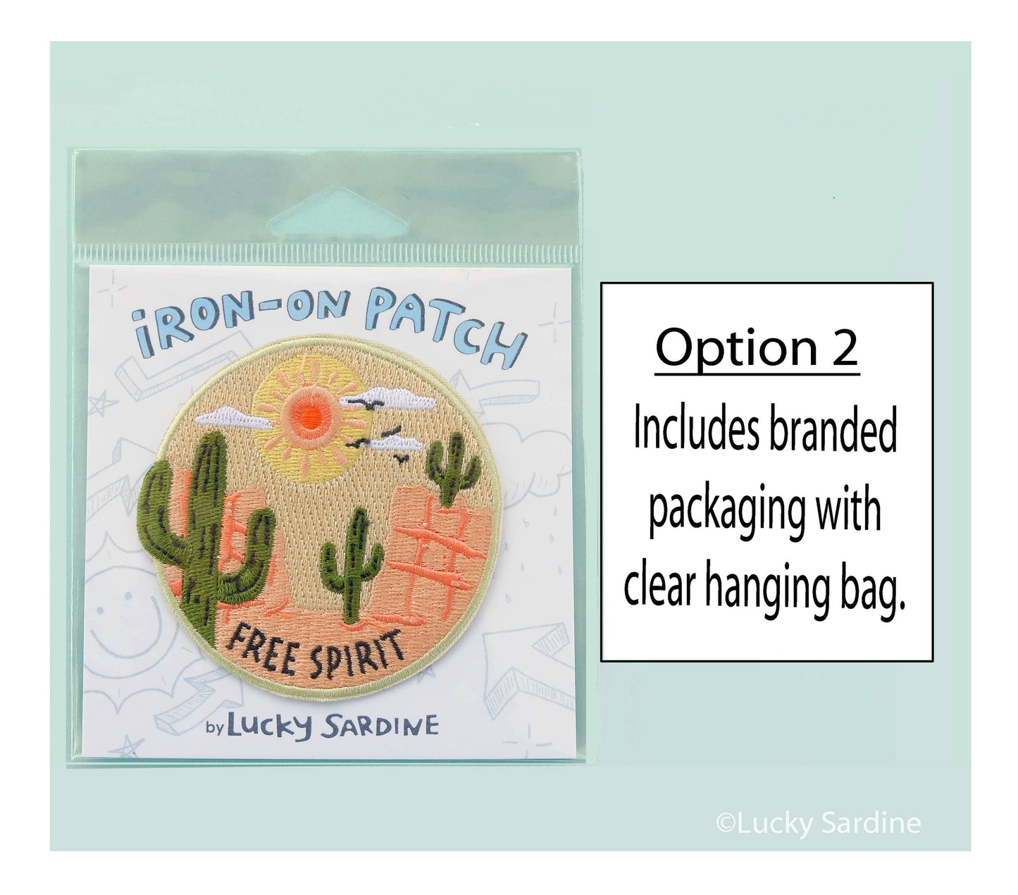 Free Spirit Desert Cactus, Sun Embroidered Iron-On Patch