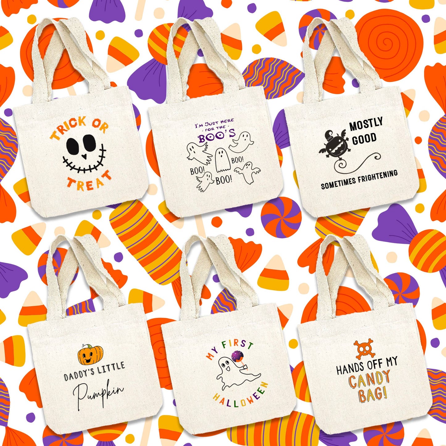 Kid's Mini Halloween Trick or Treat Canvas Tote Bags