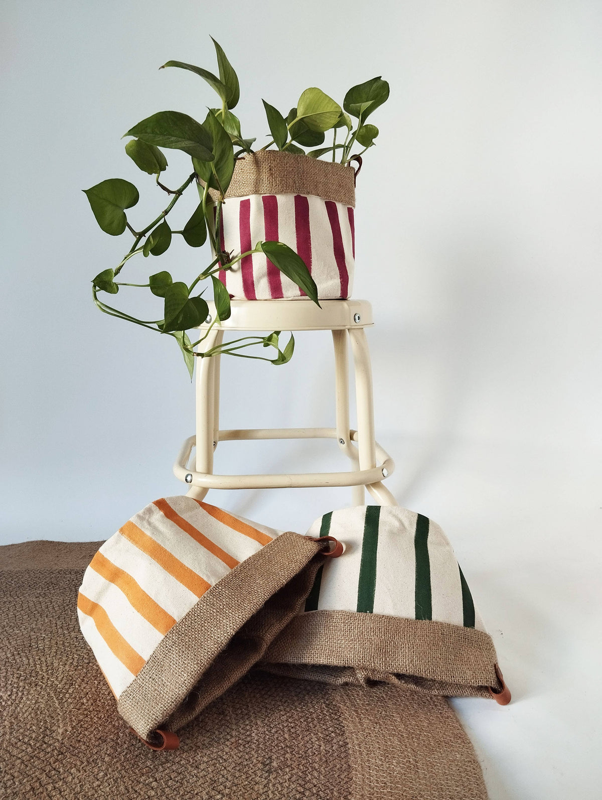 Medium Indoor Planter with Stripes