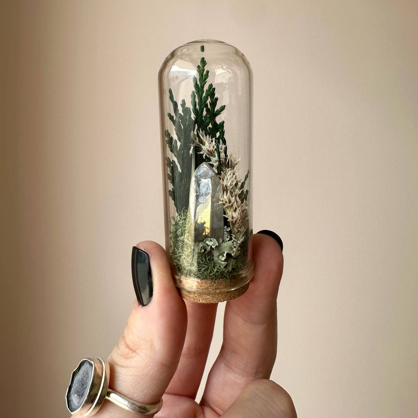 Moonlight Mini Crystal Fairy Terrarium Floral Glass Cloche