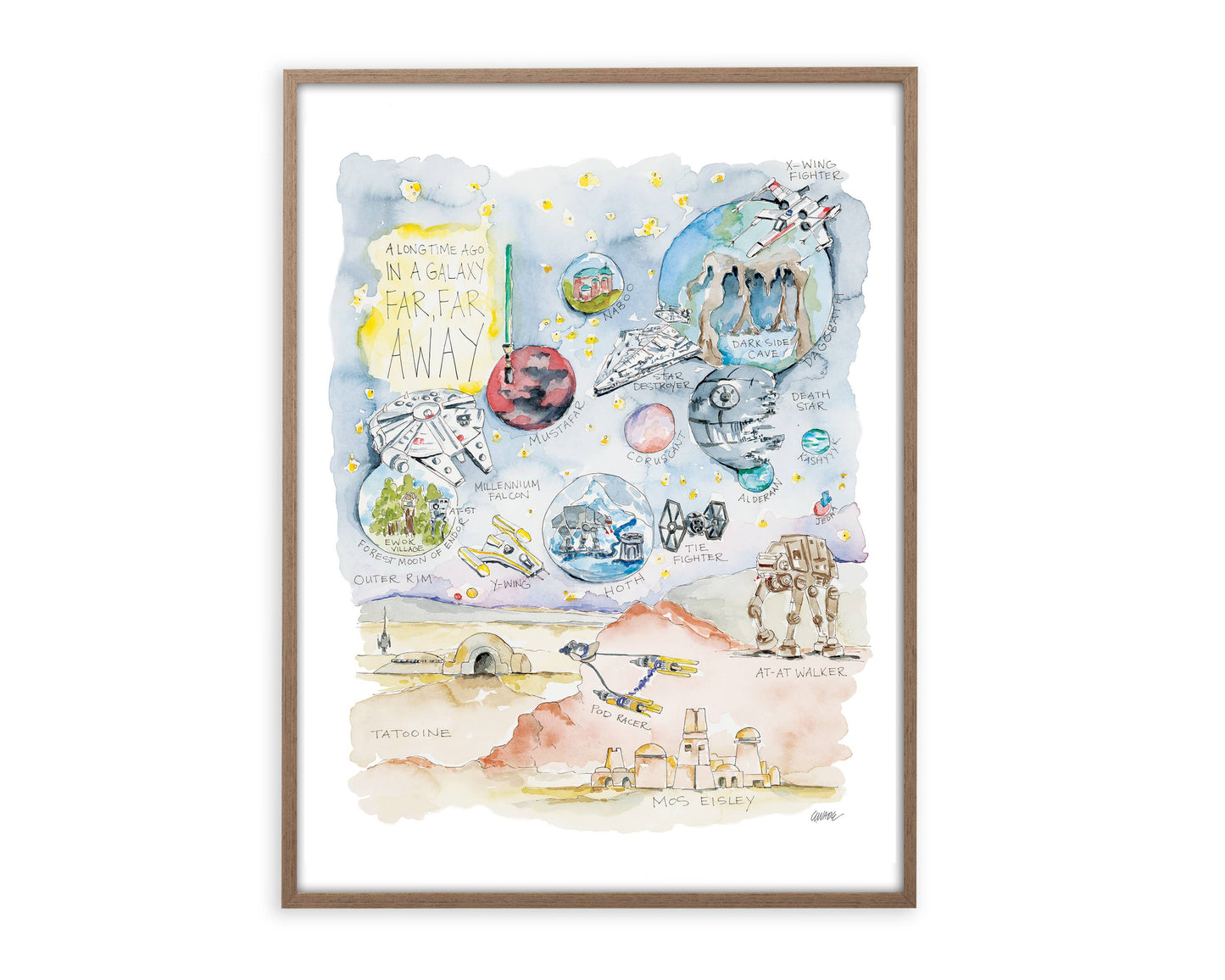 Star Galaxy Watercolor Story Map Art Print