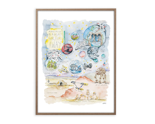 Star Galaxy Watercolor Story Map Art Print