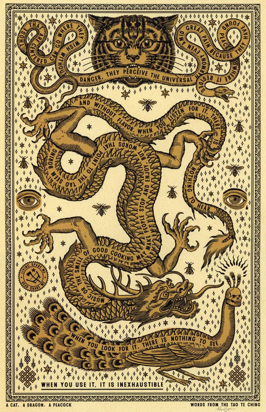 A Cat, A Dragon, A Peacock Print