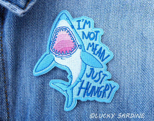 Hungry Great White Shark, Sea Life Embroidered Iron-On Patch