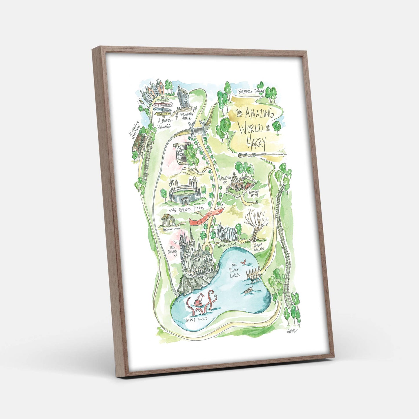 Harry’s Amazing World Watercolor Story Map Art Print