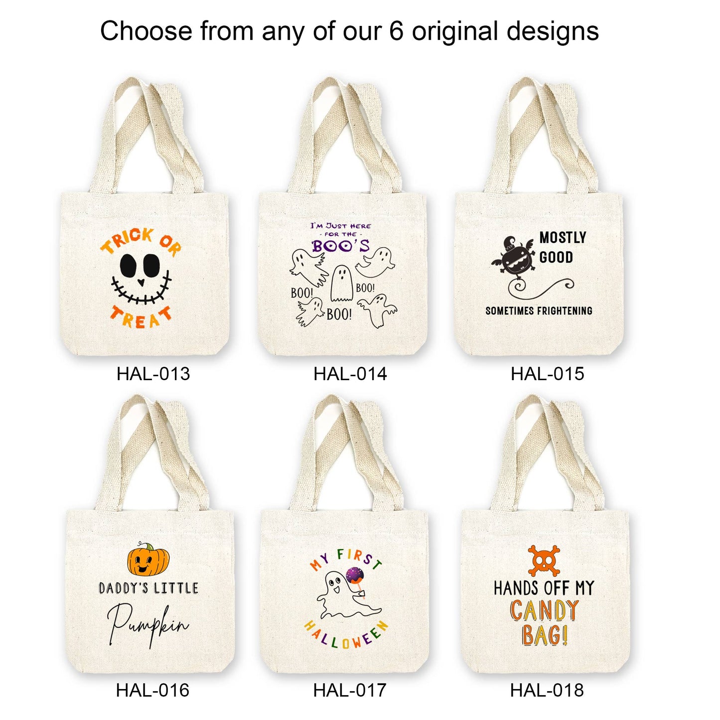 Kid's Mini Halloween Trick or Treat Canvas Tote Bags
