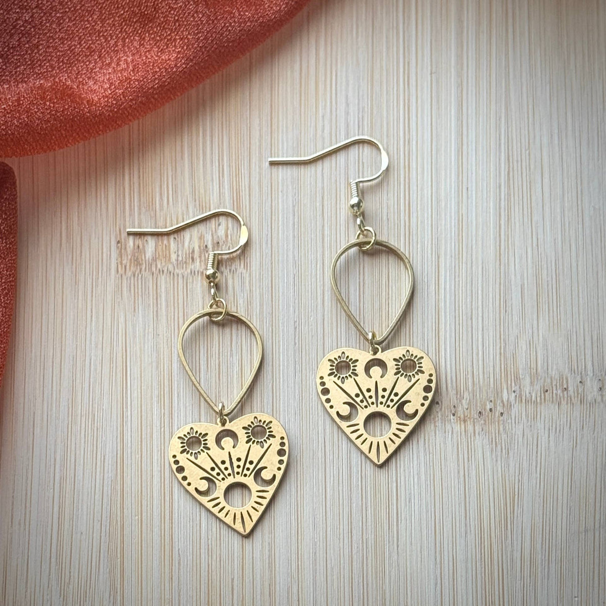 Hearts and Moons Celestial Witchy Dangle Earrings