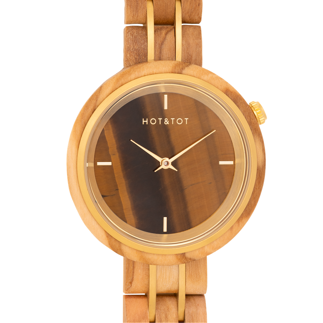 AVALON | Wood watch women | Tiger's eye Stone | Sustainable