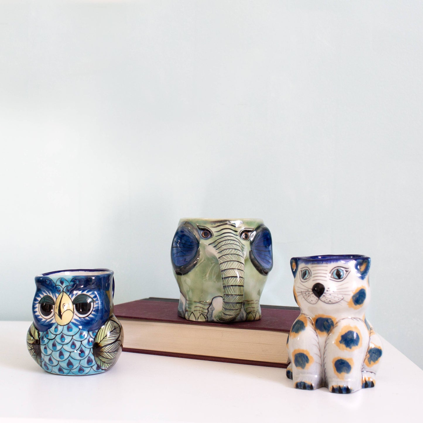 Hand-Painted Fair Trade Guatemalan Ceramic Cat Coffee Mug