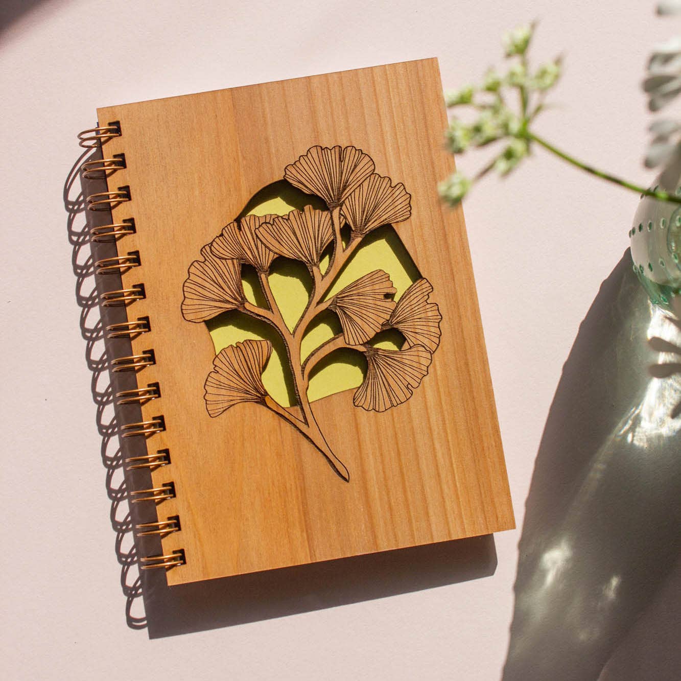 Ginkgo Leaves Wood Journal