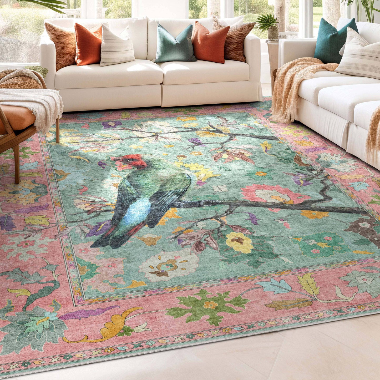 Apollo Botanical Floral Rug for Living Room, Dining Room, Bedroom and Kitchen