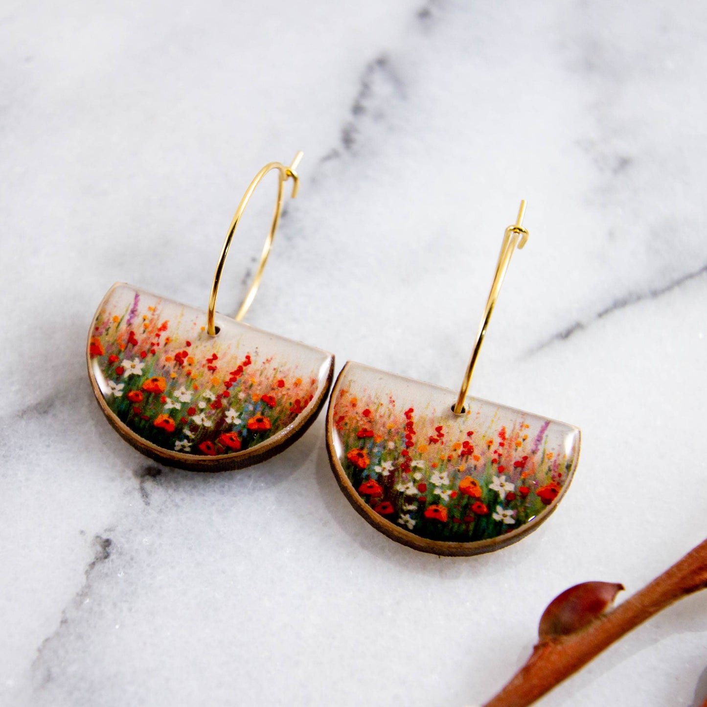 Wildflower Field Drop Hoop Earrings