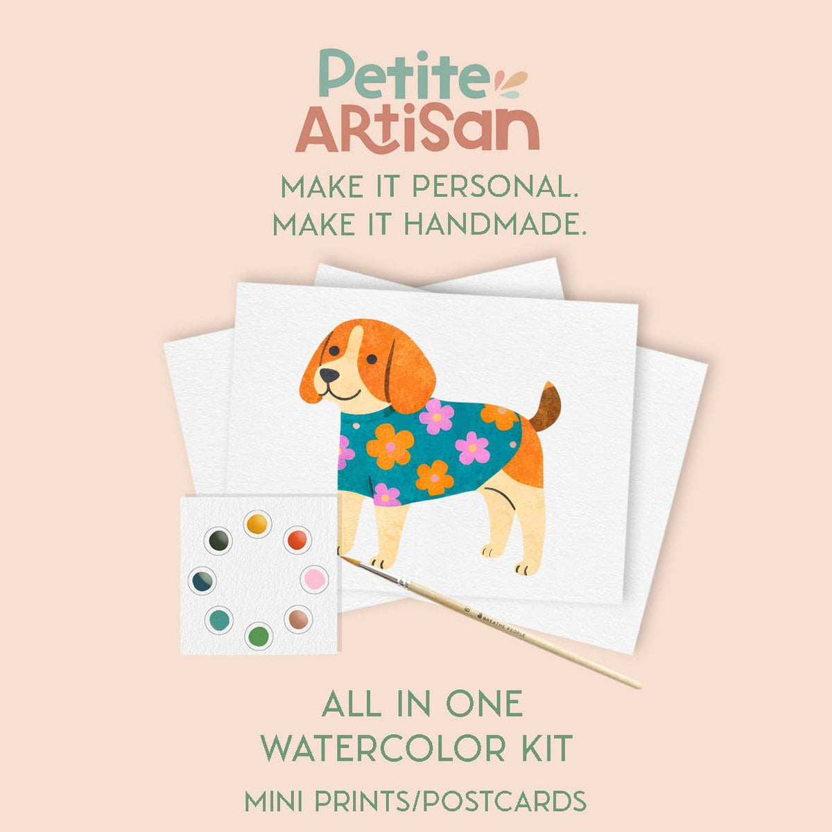 All in One Kids Watercolor Postcard Kit- Super Pups