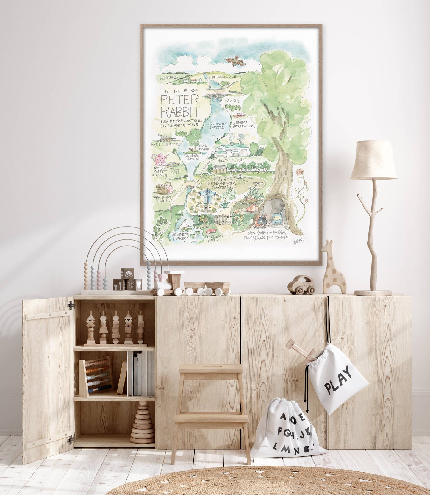 Peter Rabbit Watercolor Story Map Art Print