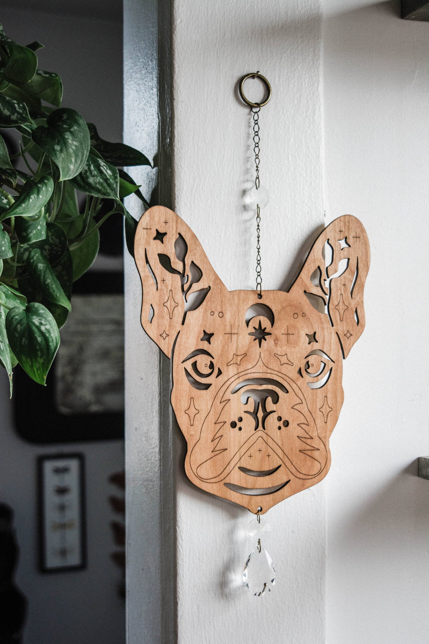 French Bulldog Wooden Wall Hanging Frenchie Suncatcher