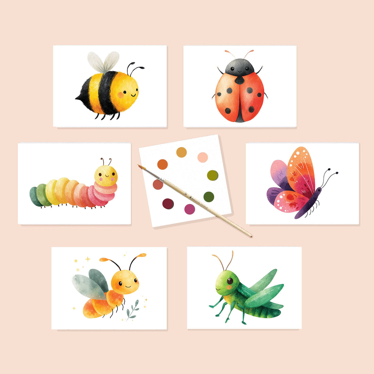 Kids Watercolor Postcard Kit, Bug Art Set for Kids