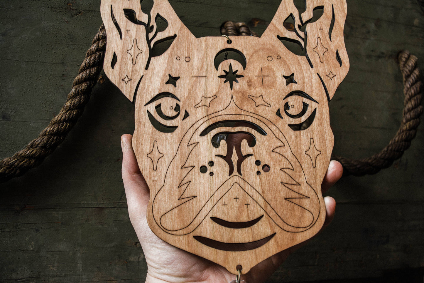 French Bulldog Wooden Wall Hanging Frenchie Suncatcher