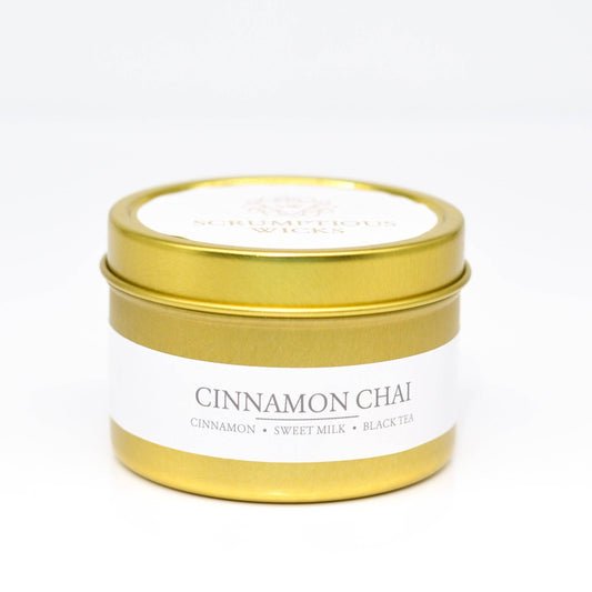 Cinnamon Chai 3.5oz soy/coconut wax gold tin candle