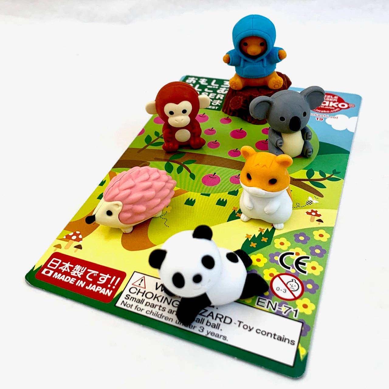 383491 Iwako Kawaii Animal Eraser Card