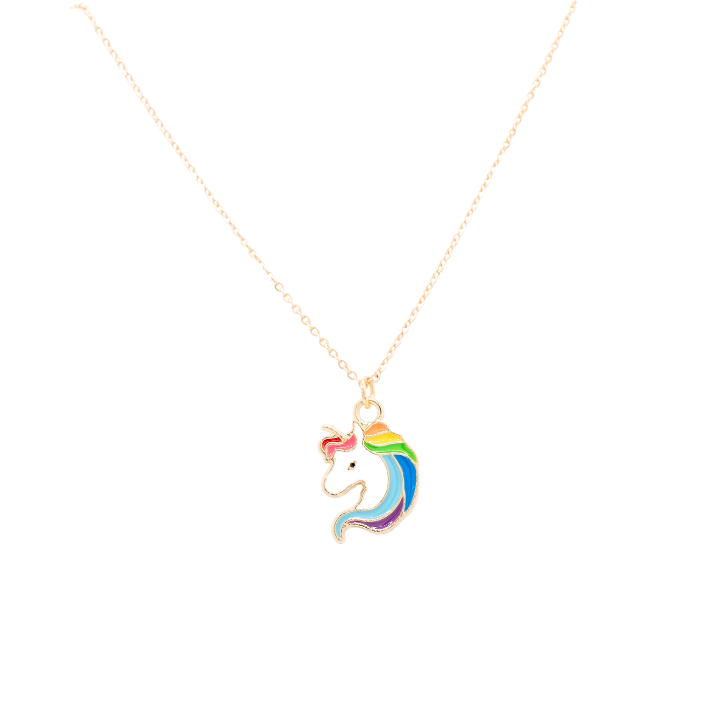 Rainbow Unicorn Enamel Charm Necklace Children's Jewelry