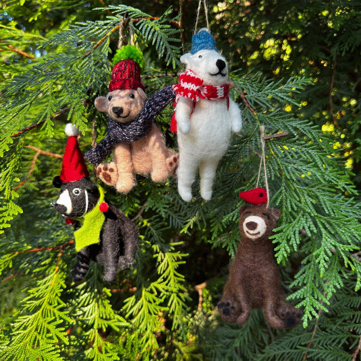 Felt Sleuth of Bear Ornaments - Set of 4