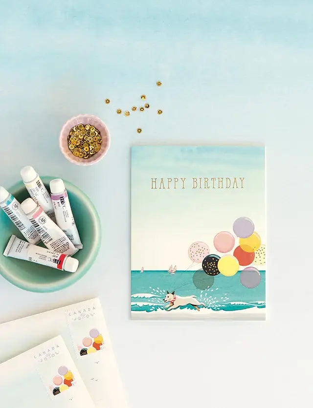 Splashing Dog Birthday Greeting Card
