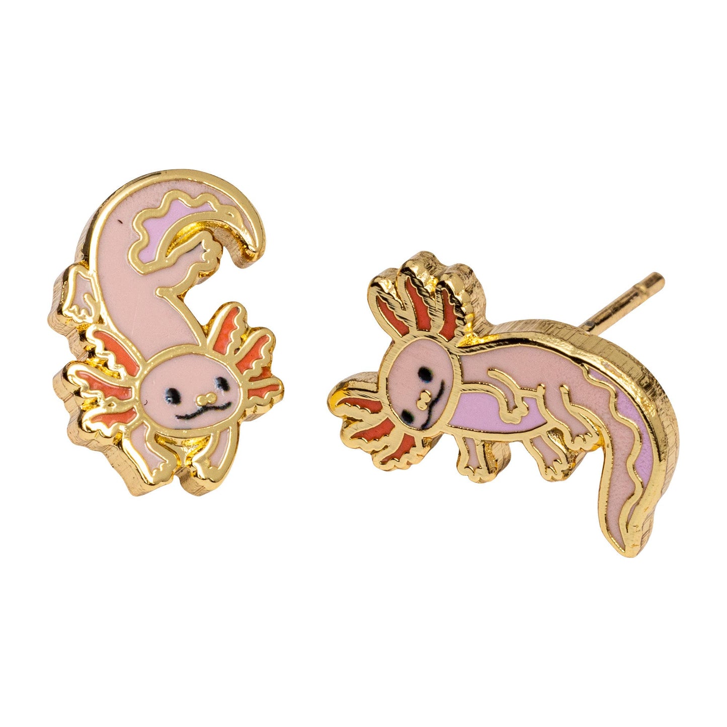 CURIO Axolotl Earrings | Zoo Gift | Gold Mismatched Studs