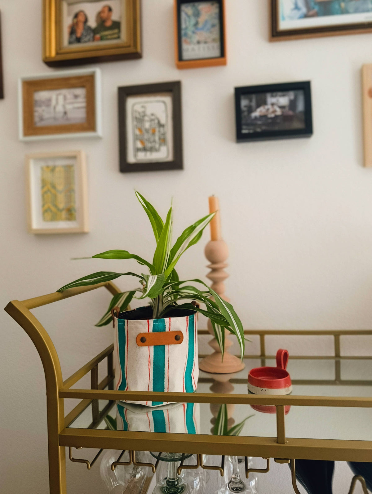Striped Canvas Planter, Modern Indoor Plant Pot Cover