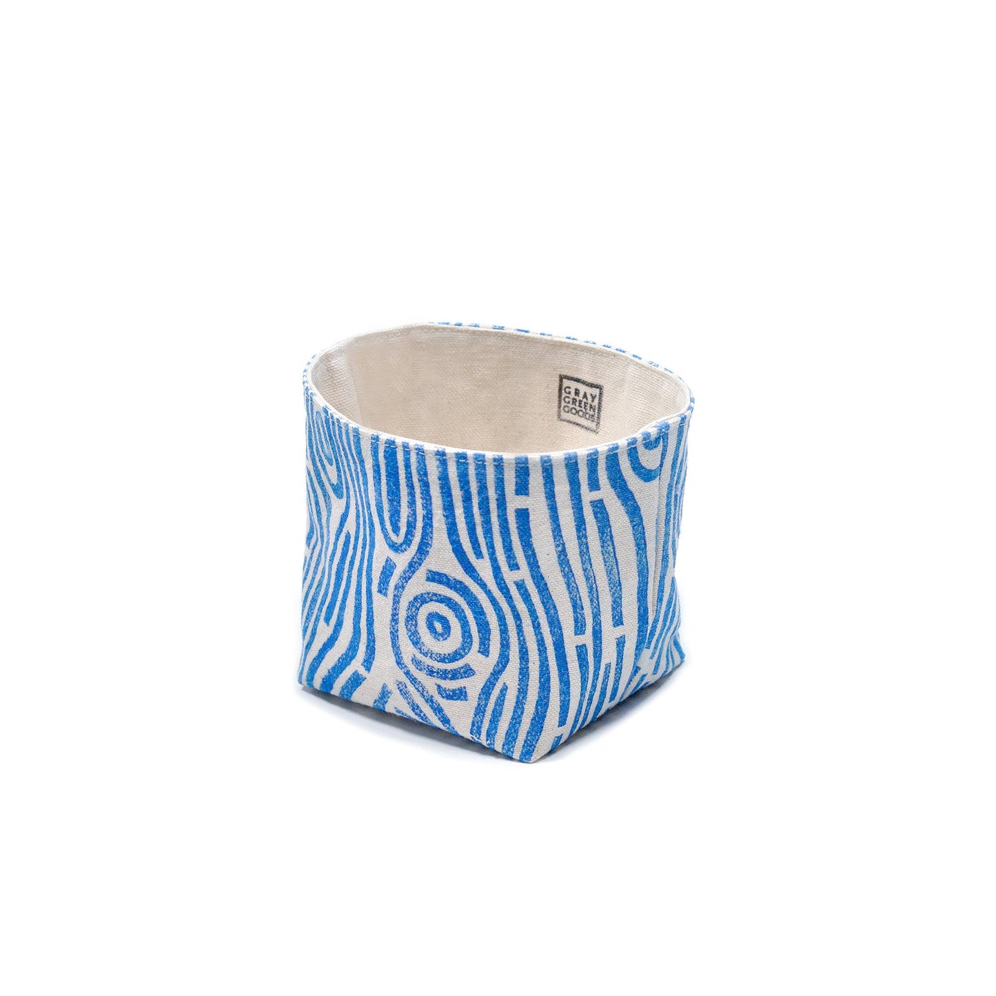 Woodgrain Blockprint Fabric Planter—4"