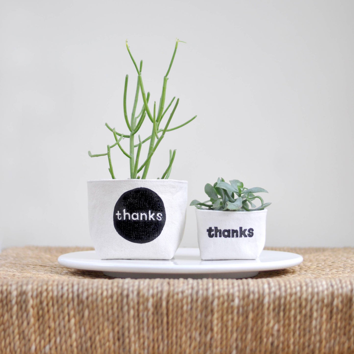 "thanks" Blockprint Canvas Planter—4"