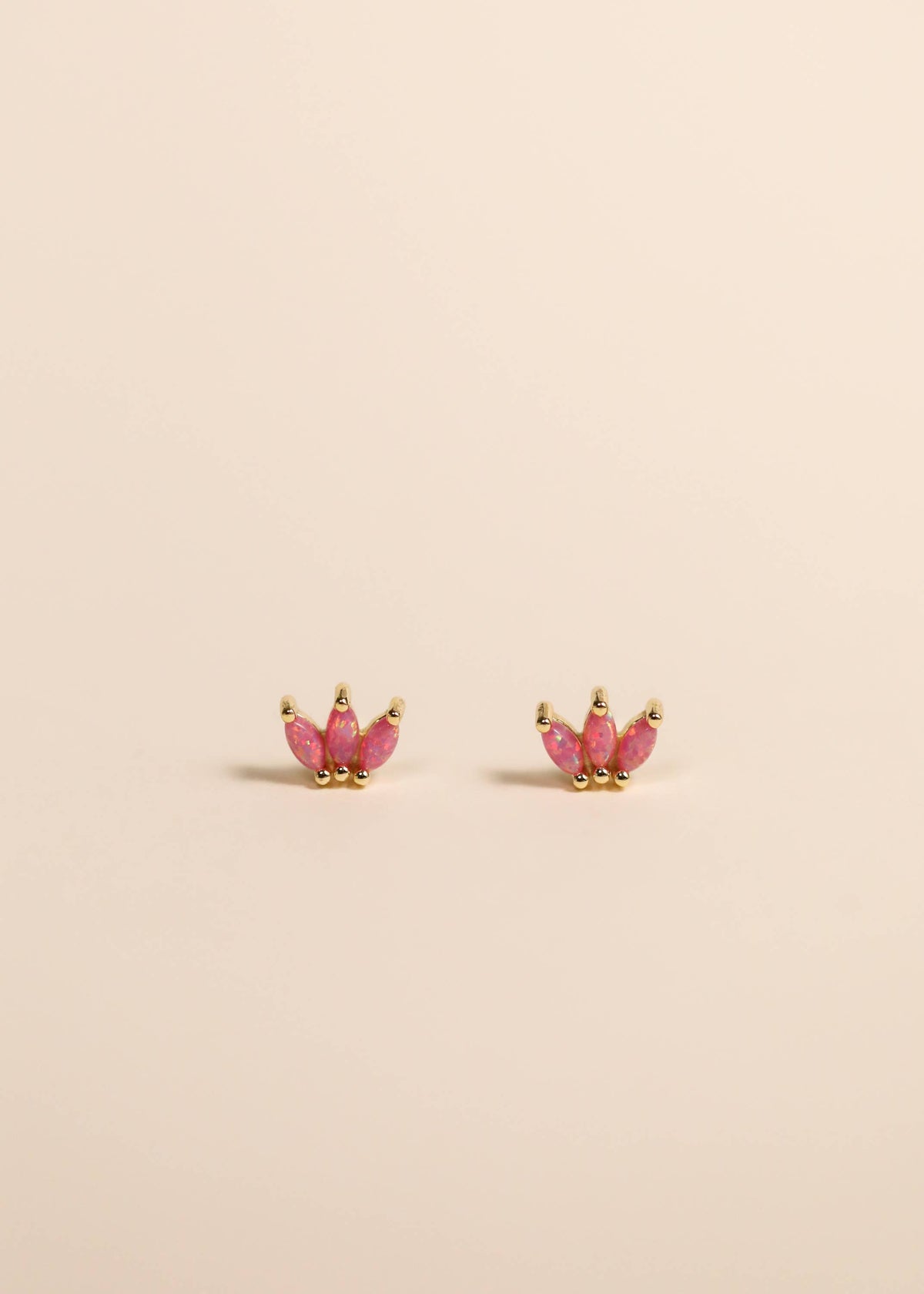 Opal Crown Stud - Pink - Gold Earrings