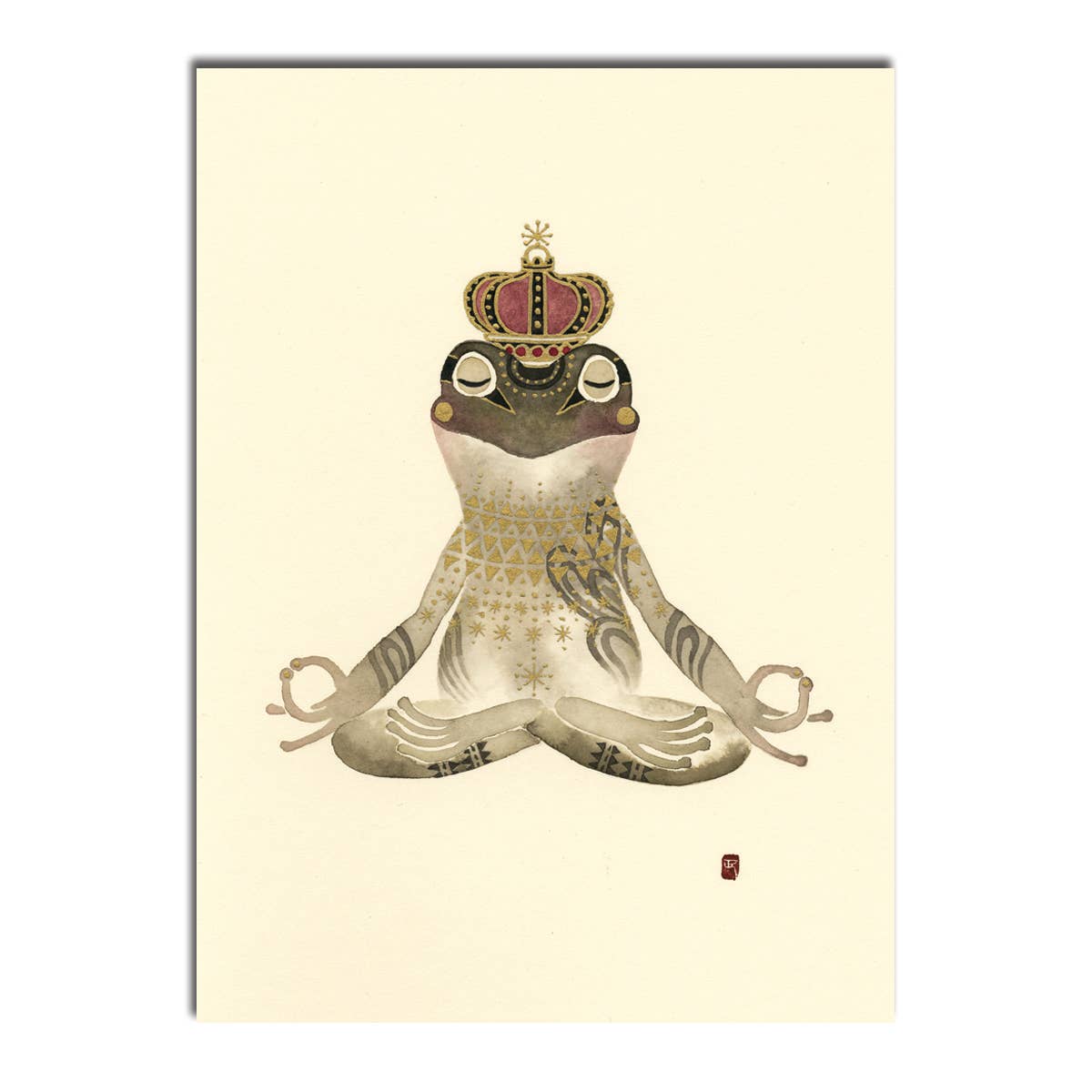Meditation Frog Foil Birthday Card
