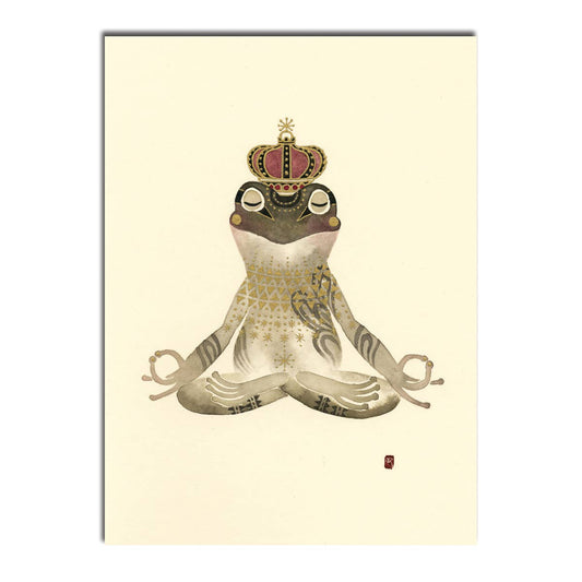 Meditation Frog Foil Birthday Card