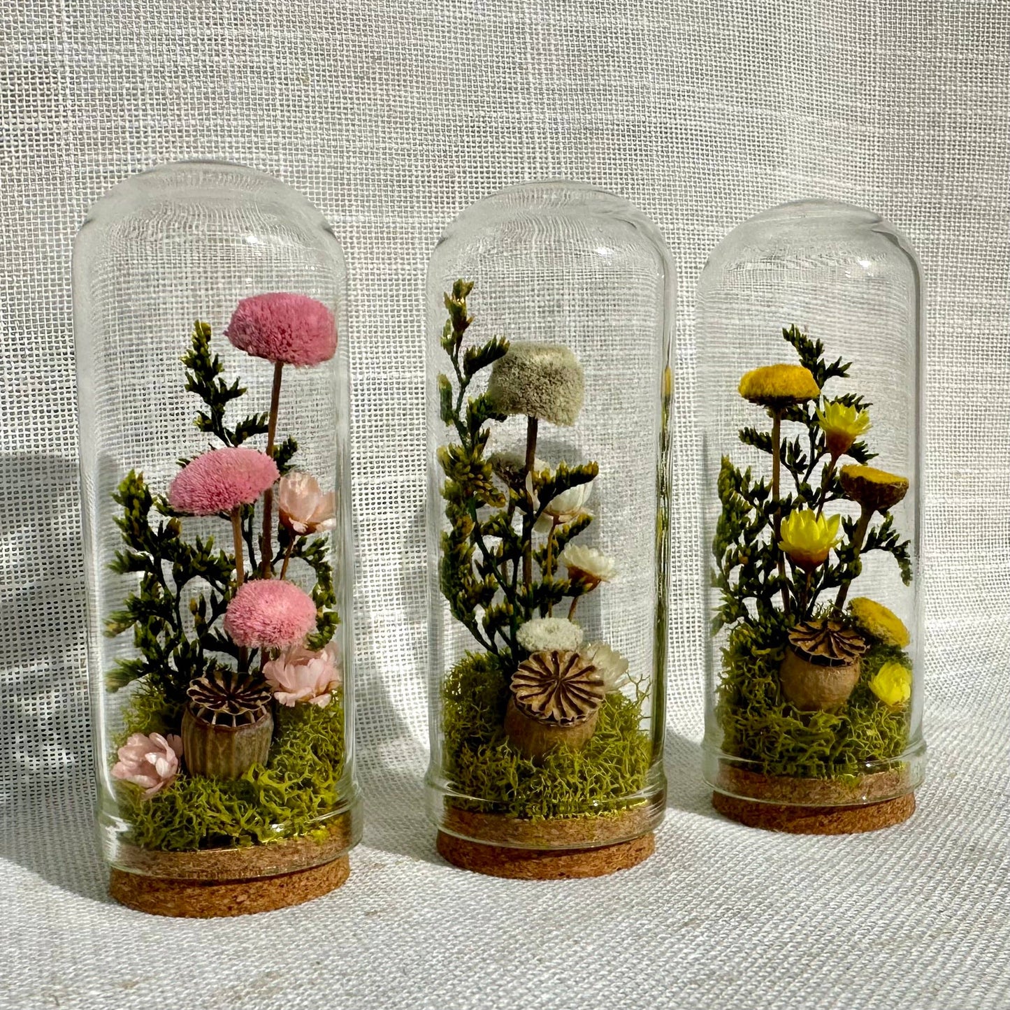 Flower Forest Mix Mini Cloche Terrarium w. Dried Florals