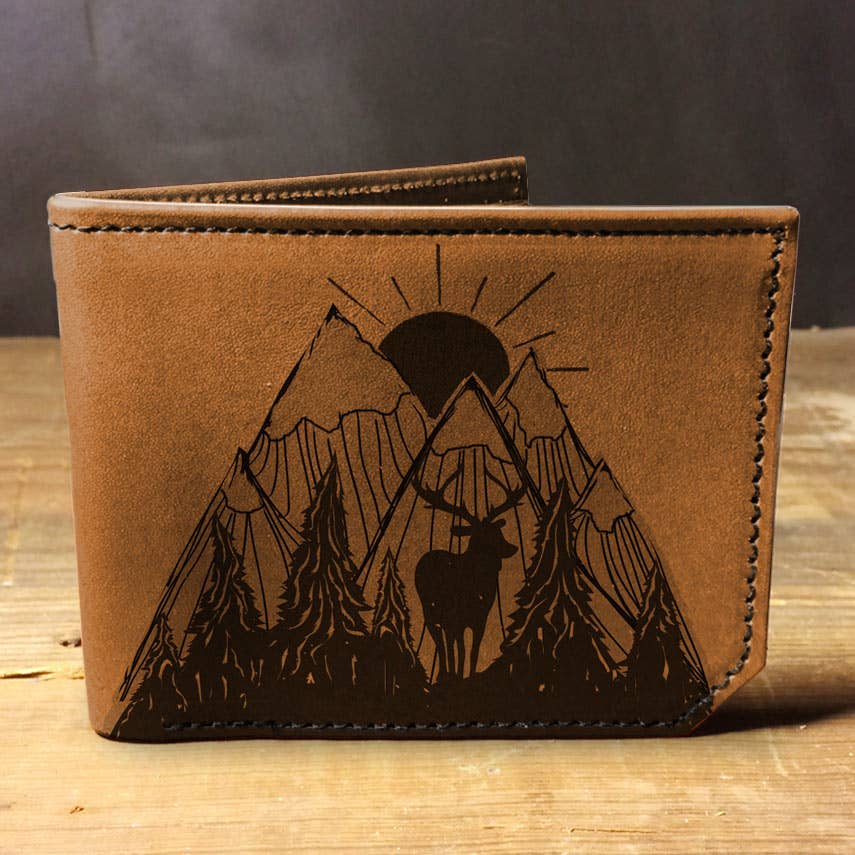 Mountain Nature Scene - Printmaker Leather Wallet