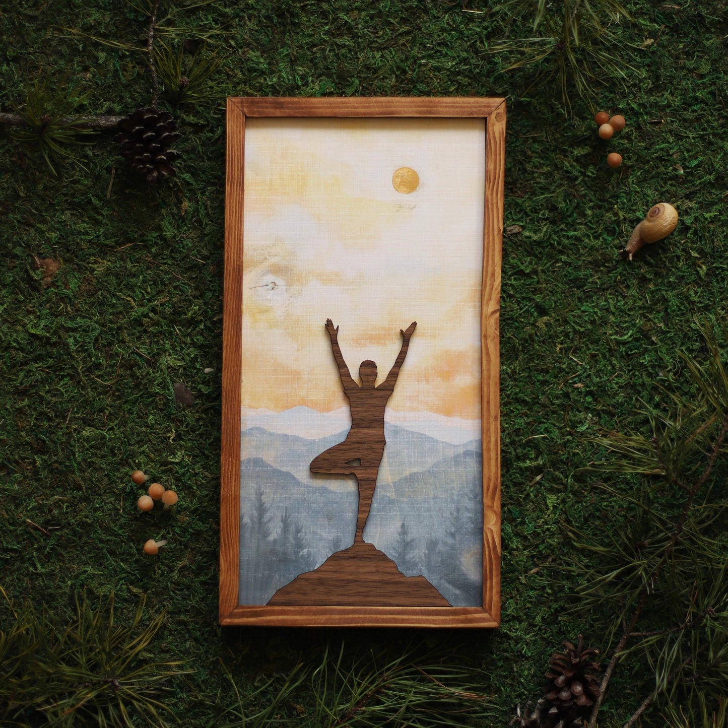 "Tree Pose" Mixed Media Yoga-Themed Wall Art