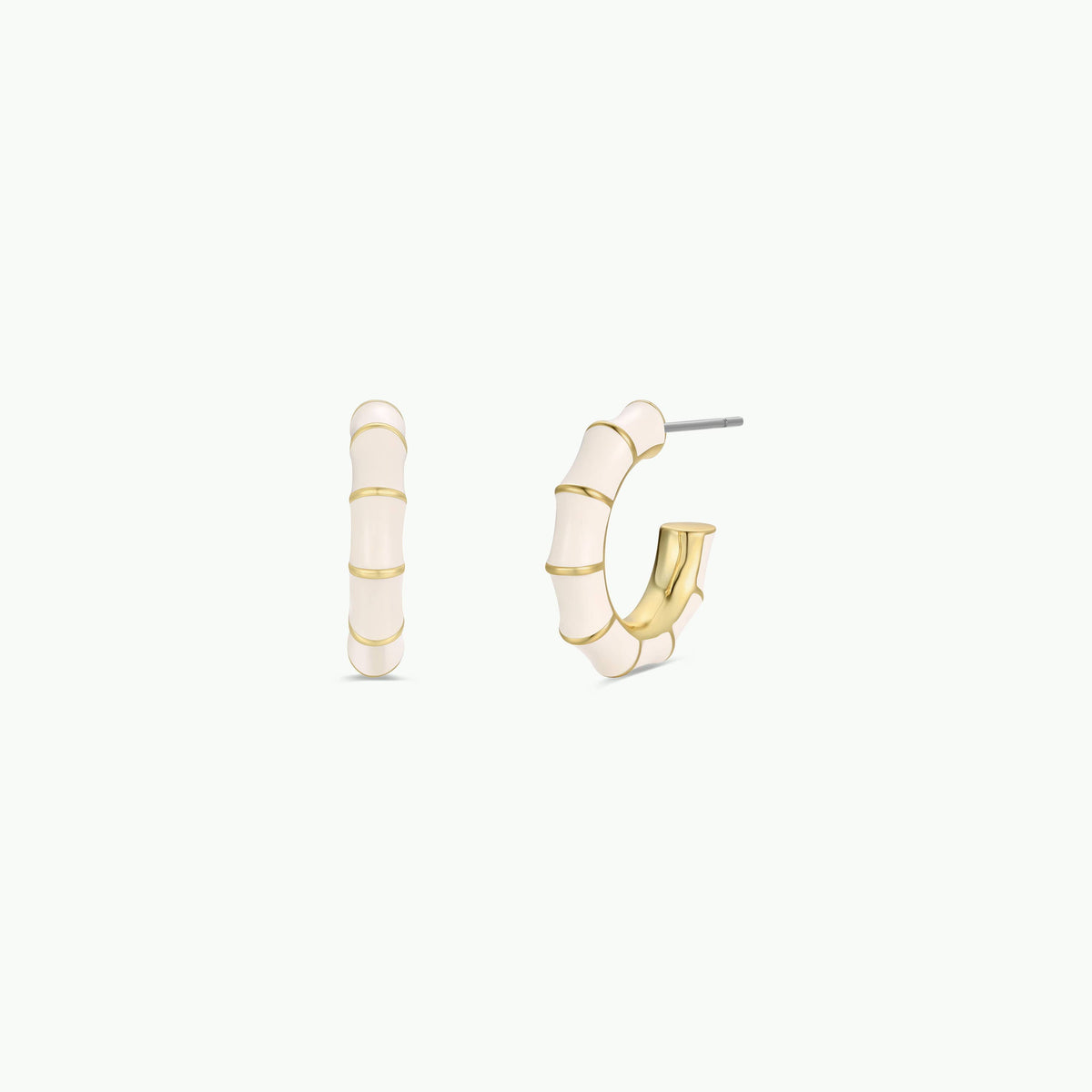 Vintage Hoop Earrings - Cream Enamel