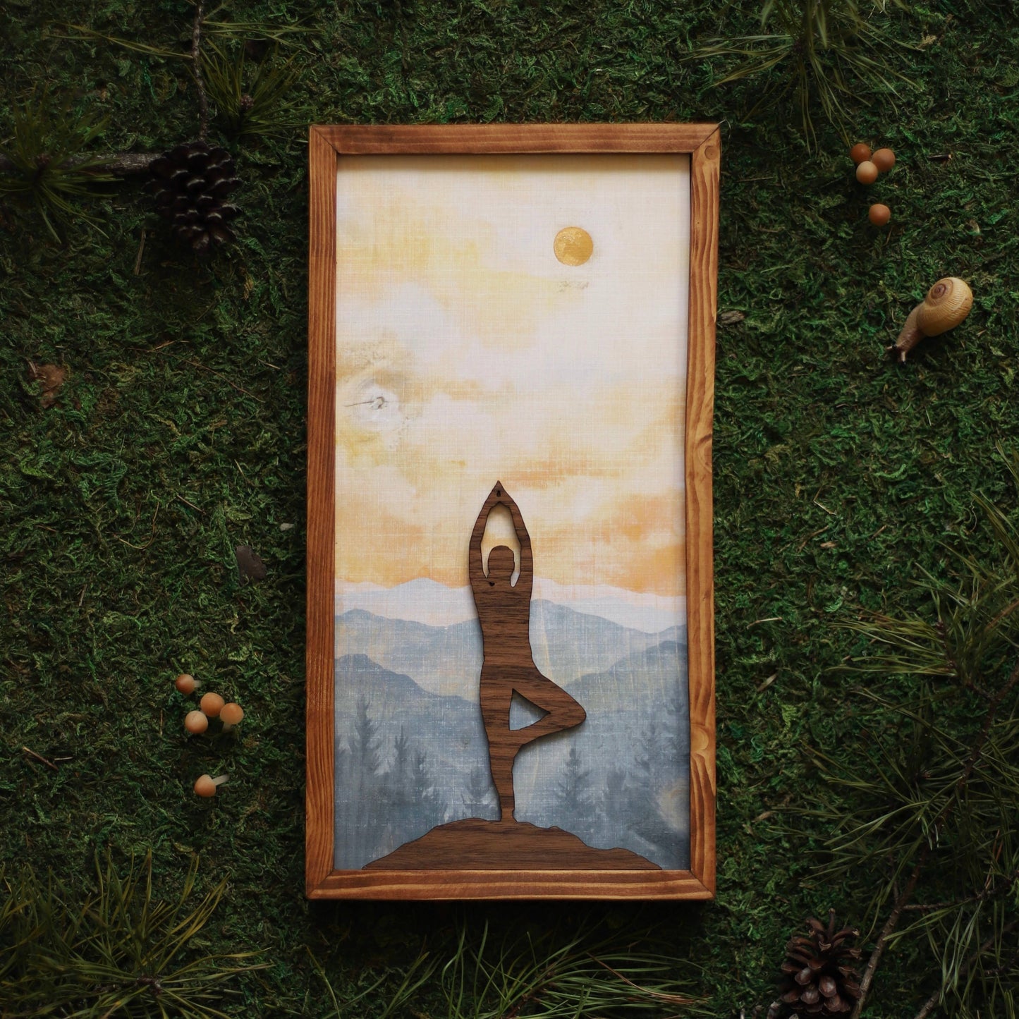"Tree Pose" Mixed Media Yoga-Themed Wall Art