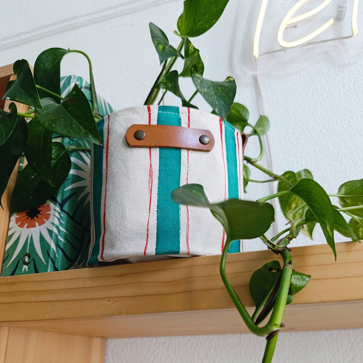 Striped Canvas Planter, Modern Indoor Plant Pot Cover