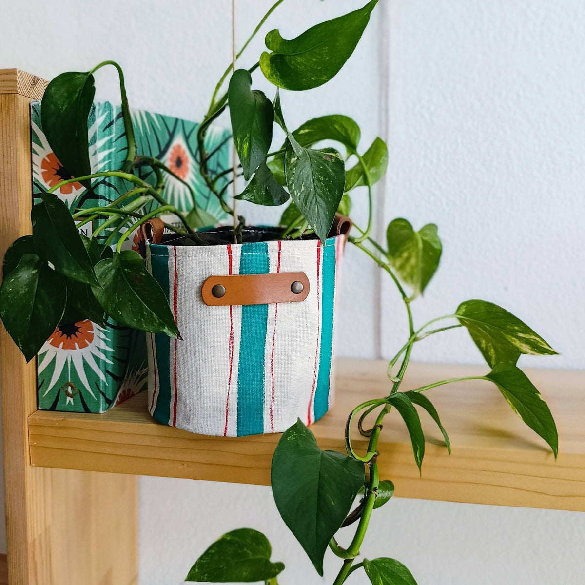 Striped Canvas Planter, Modern Indoor Plant Pot Cover