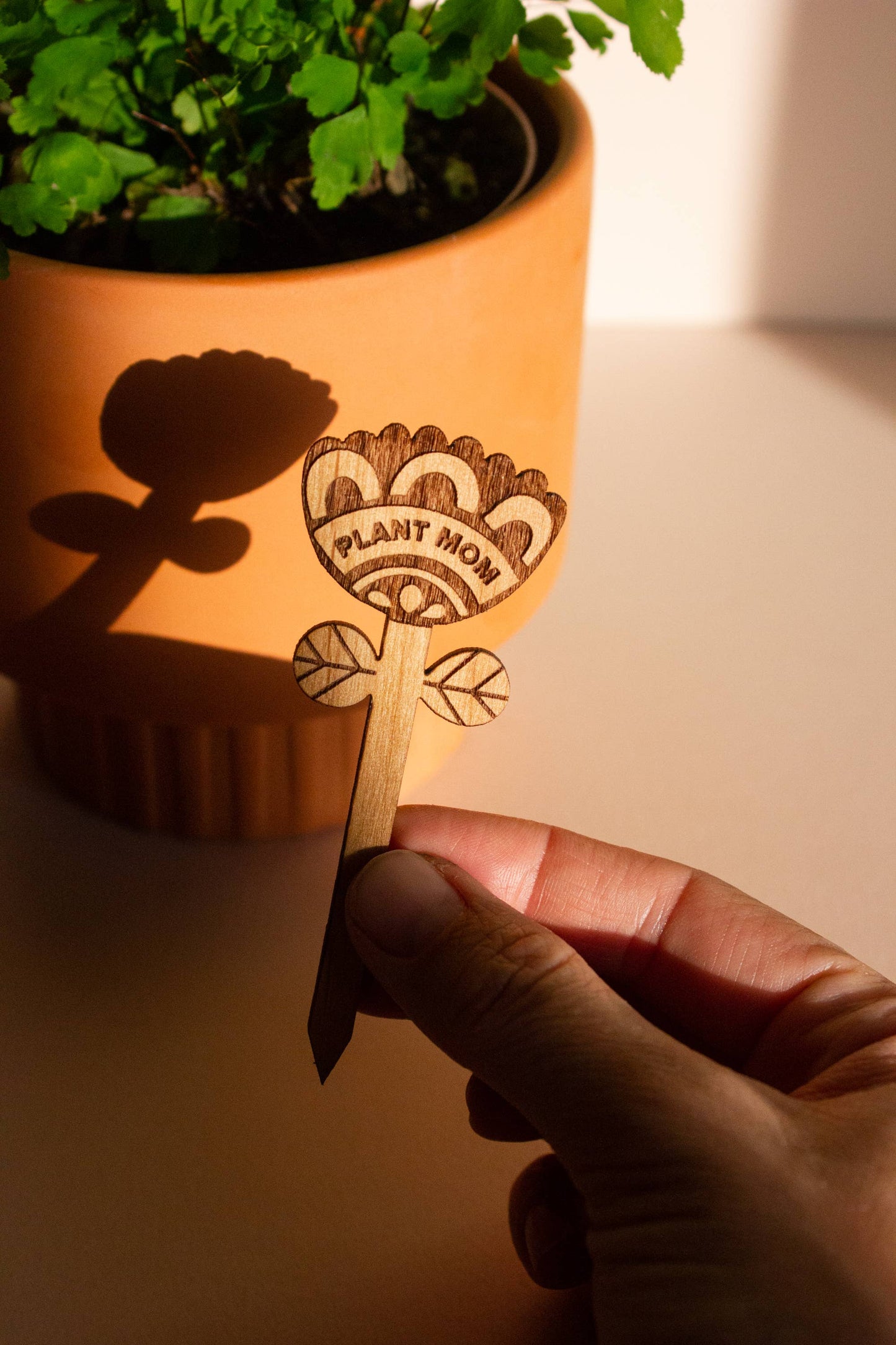 Plant Mom Flower Wood Plant Pick