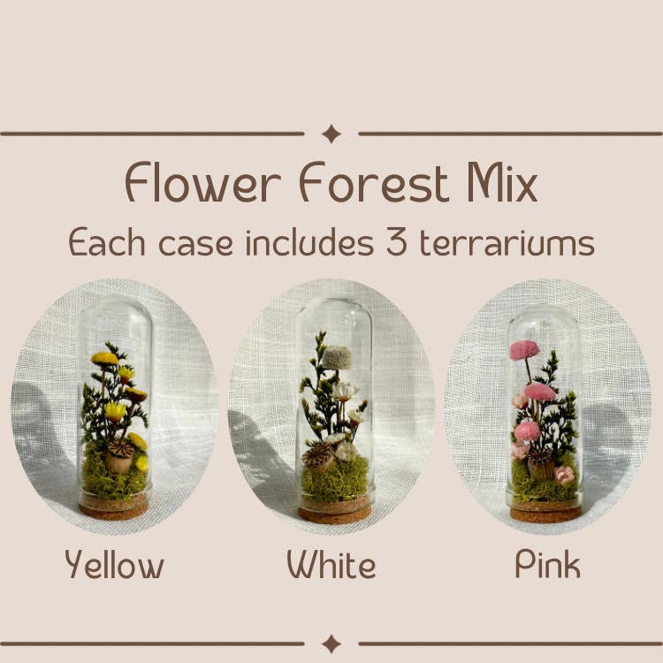 Flower Forest Mix Mini Cloche Terrarium w. Dried Florals