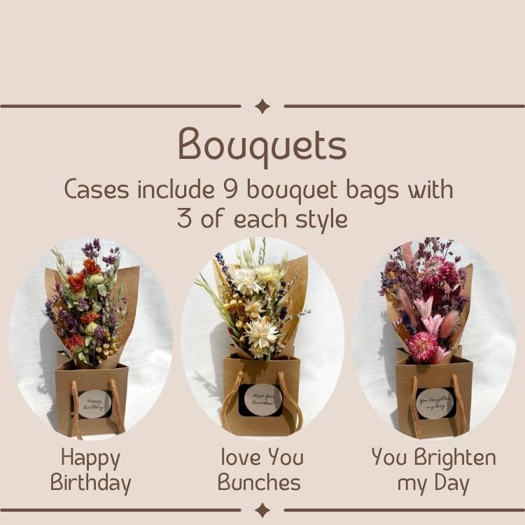 Dried Flower Mix Bouquet Bag With Gift Message