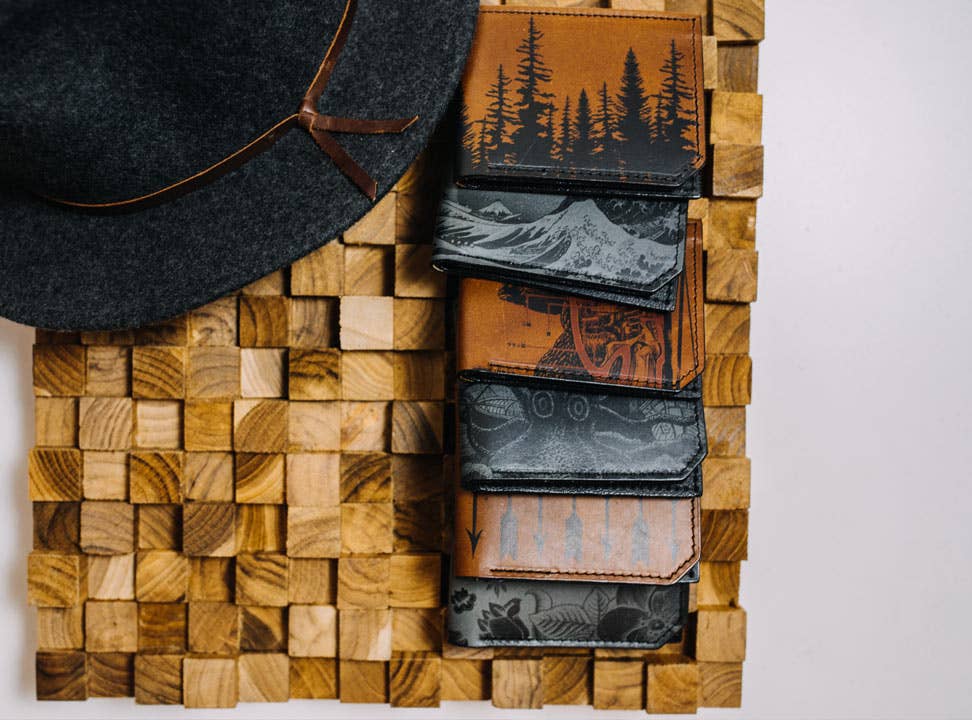 Faded Mountains - Printmaker Leather Wallet