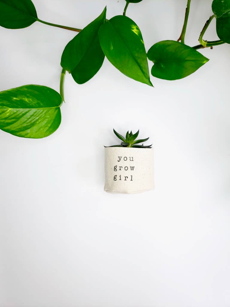 You Grow Girl 2" Canvas Plant Pot Cover