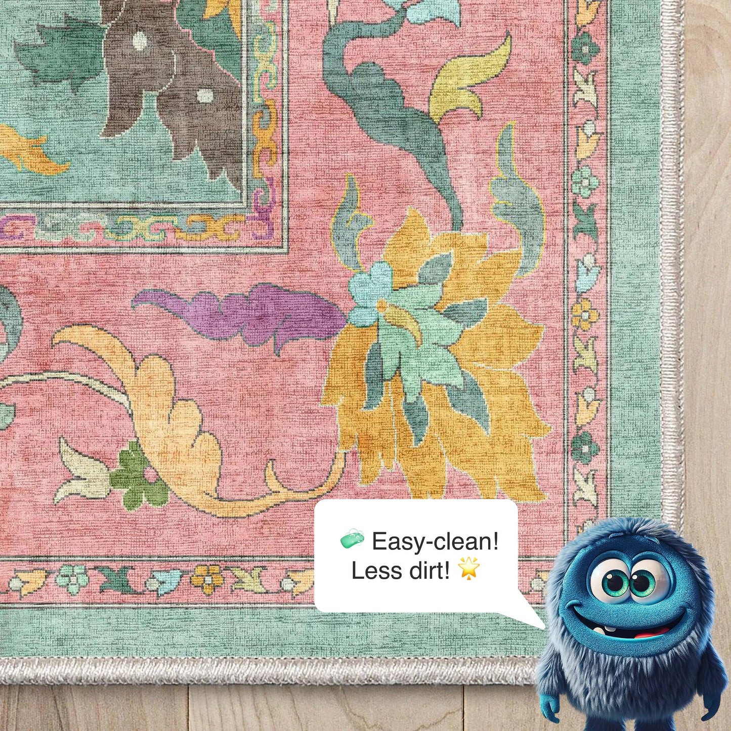 Apollo Botanical Floral Rug for Living Room, Dining Room, Bedroom and Kitchen