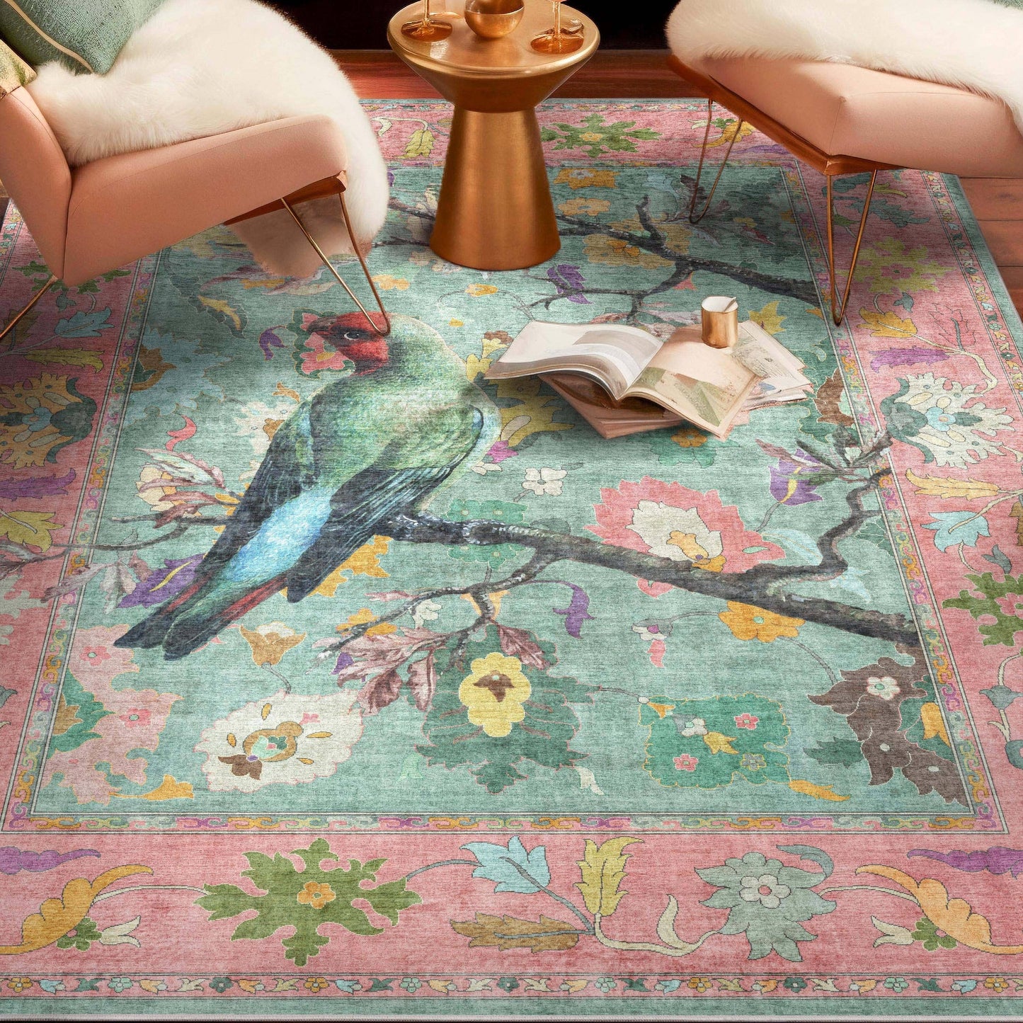Apollo Botanical Floral Rug for Living Room, Dining Room, Bedroom and Kitchen