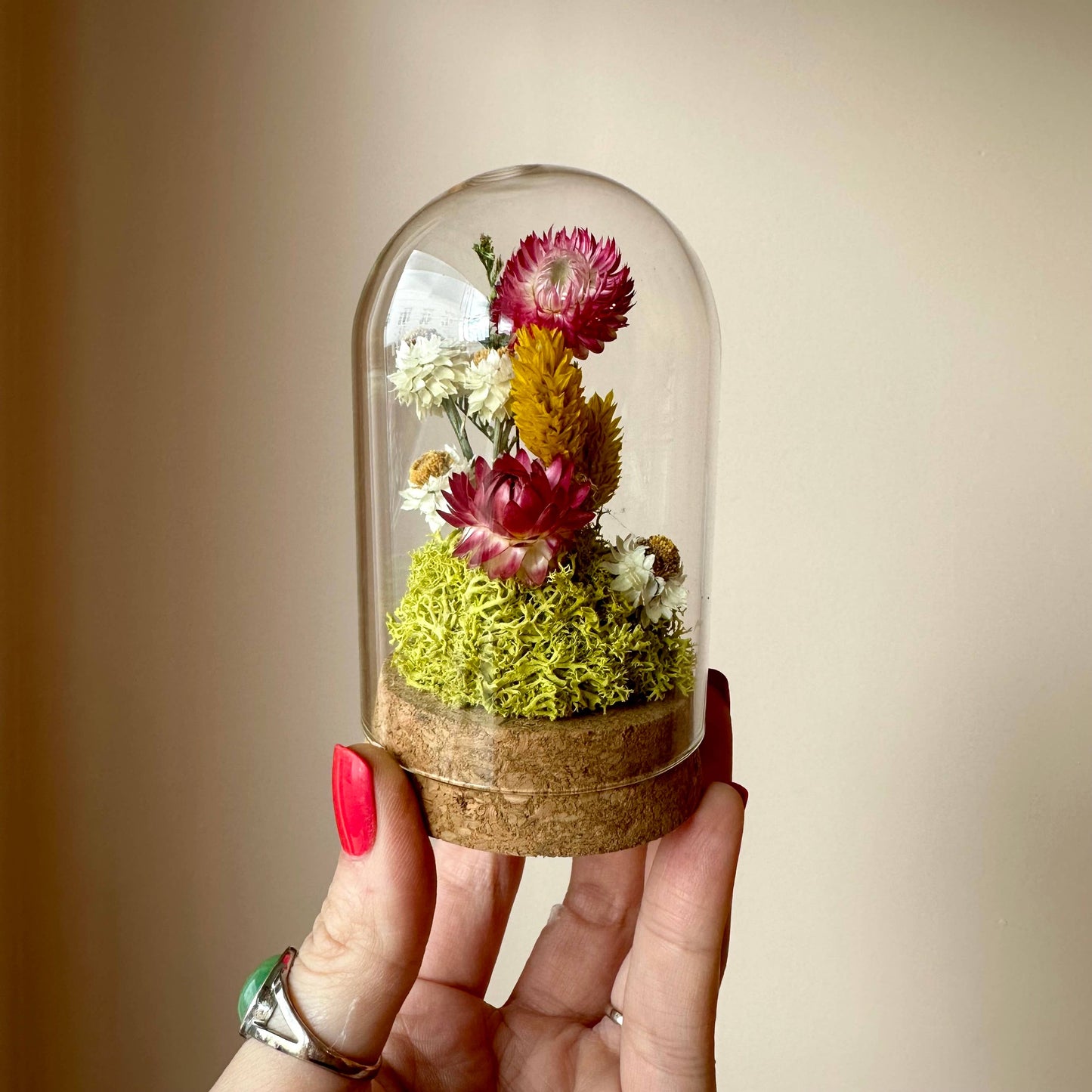 Sunblush Large Terrarium With Dried Florals and Moss