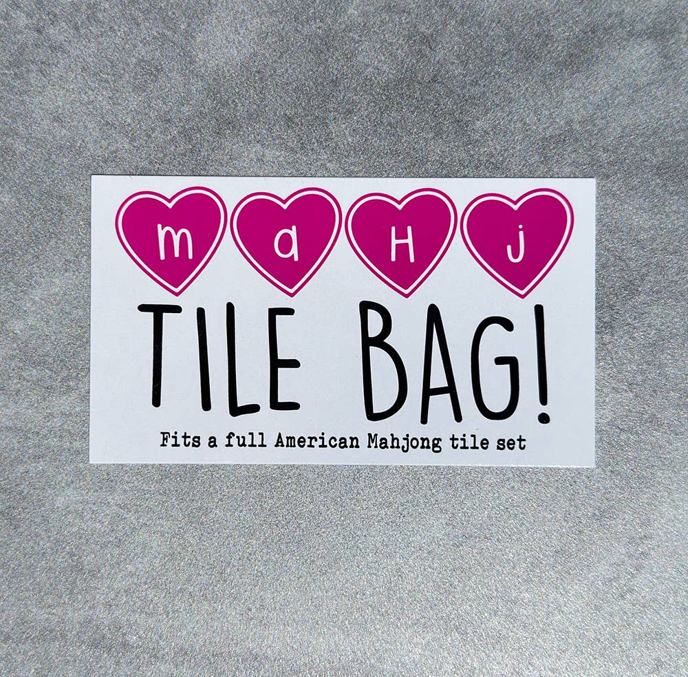 Mahjong Tile Pouch - Puff Print - "Mahj Social Club" - Long